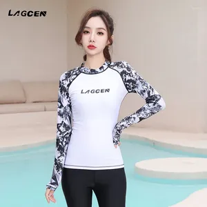 Costumi da bagno da donna!LAGCEN 3014 RASH GUARDS SPIAGGIA MANICHE LUNGHE SURF NUOTO TOP CAMICIE PANTALONI SPORT ACQUATICI PALESTRA MUTE ASCIUGATURA RAPIDA