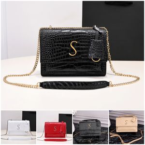 Designer Tote Bag Fashion Women's Shoulder Bag Crocodile Chain Crossbody Medium Black Red Handbag Plånbok Telefonpåse