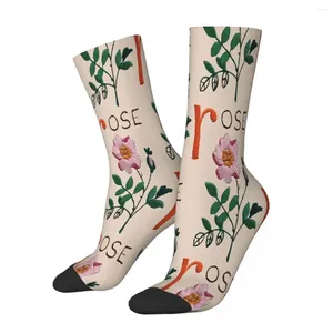 Herrensocken Rose Stickerei Blumen Männliche Herren Damen Frühlingsstrümpfe Polyester