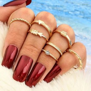 サイドストーン付きqcooljly 9pcs/set women knuckle finger midi ringセット