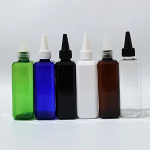 Butelki do przechowywania 50pcs 100 ml pusta spiczasta butelka do butelki szamponu prysznicowe Perfumę Makijaż Makeup Czarny kwadrat Fourbleble Opakowanie kosmetyczne