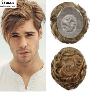 Toupees Toupees Ultra dünne Haut Herrenhaarsysteme 0,030,04 mm Vloop Full Pu Männer Toupe für Männer 90% Dichte atmungsaktives menschliches Haarsystem