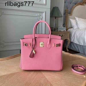 حقيبة يد حقيقية من الجلد BK مصمم حقائب اليد 2024 Pink Platinum Togo Top High Hand Solid Solid Messenger سعة كبيرة