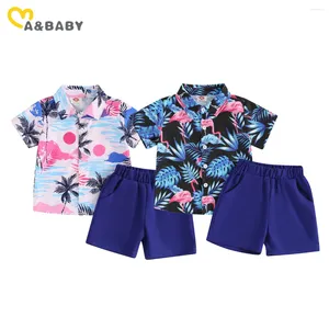 Kläder set mababy 18m-6y sommar spädbarn barn baby pojke kläder kokosnöt träd tryck kort hylsa skjorta toppar shorts outfit