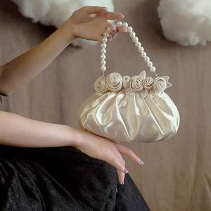 Cross Body 2023 Luxury Pearl Beading Evening Bag Women Handmade Bridal Wedding Party Dinner Hand Bags Ladies Day Clutch Handbagl2403