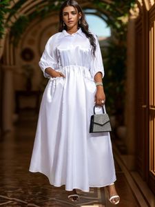 Sukienki zwyczajne Aomei Modna elegancka kobiety biała sukienka koszuli z guzikami 2024 RETRO TRZYMA JEDNO JAKIETNA JEDNO JAKIE