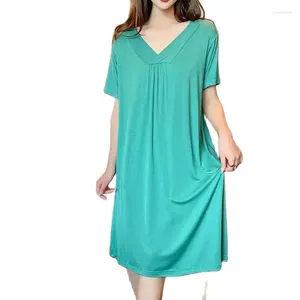 Pijamas femininos elegantes com decote em v vestido macio verão camisola pijamas feminino fino solto camisola mulher grávida roupas de casa