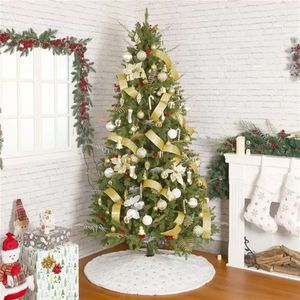 Gestickte Paillettenverzierung, weißer Plüsch-Schneeflocken-Weihnachtsbaumrock, 90 cm
