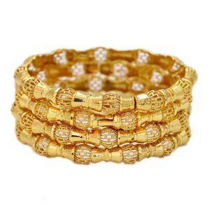 Dubai Gold Color Bangles for Women Plated Indian African Hard Armband Charm Wedding Etiopian Arabic Hand Jewelry Luxury 240307