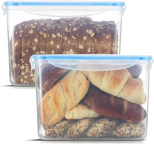 Scatola per pane in plastica, contenitore per pane con coperchio ermetico, contenitore per pane, contenitore per pane ermetico