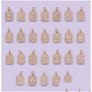 Pendant Necklaces Gold Tag Letter Necklace Dainty Initial Name Micro Pave Charm Bridesmaid Gift Drop Delivery Jewelry Pendants Dhovb