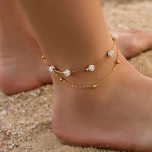 Moda elmas top kristal ayak bileği kadın çok katmanlı plaj ayakkabı