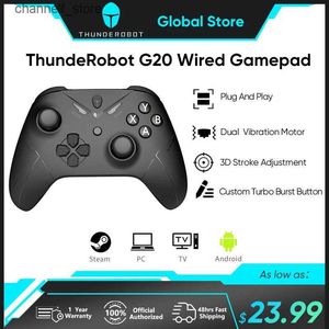 Controladores de jogo Joysticks ThundeRobot G20 Wired Vibration Gamepad Joystick Controller para Windows PC STEAM TV Game Controller JoypadY240322