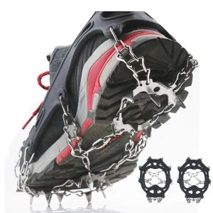 Gripper 1 Pair Anti Slip 19 Spike Hiking Teeth Crampons Shoe Cover Outdoor Ice Snow Shoe Spiked Grip Cleat Crampons Anti Slip Shoe Cover