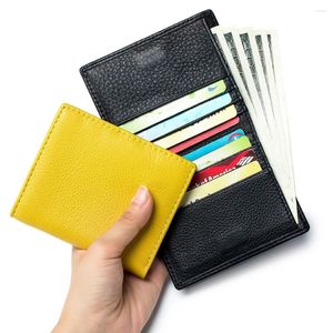 Carteiras Ultra Slim Pequeno Genuíno Couro Mulheres Carteira Soft Card Titular Pequeno Bolso Bifold Senhoras Bolsa com Snap Magnético