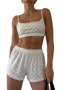 Fatos femininos mulheres 2 peças de malha outfit floral impressão verão colheita top camis cintura alta shorts elásticos conjunto y2k dois