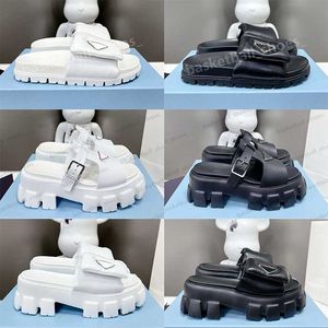 Designer-Damen-Monolith-Sandalen, berühmte, sich überschneidende weiche Oberfläche, gepolsterte Leder-Slides, Sandale, Sommer-Mädchen-Slipper-Schuhe, Größe 35–41