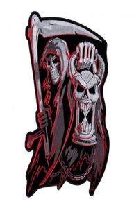 Contagem regressiva para a morte Grim Reaper Hourglass Patch Reaper Skull bordado em ferro em remendos 91275 POLEGADAS 2792689