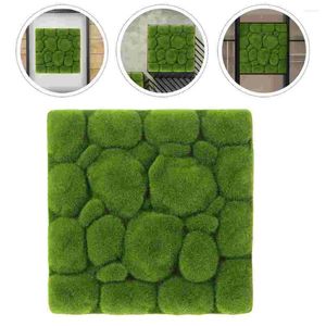 Flores decorativas 2 pçs simulado musgo decoração mini jardim artificial verde tapete de parede vidro pérola algodão falso micro cena