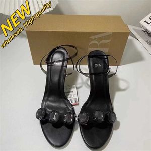 Cheap Store 90% Off Wholesale Fish Mouth with Buckle High Heel Slim Sandals Womens Shoe Jewelry Glass Diamond Ladies Style Za23 Product