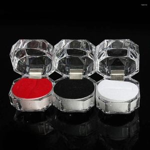 Jewelry Pouches Transparent Crystal Ring Box Portable Earrings Brooch Storage Display Case