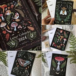 Calendar 12 X 8 inch Dark Forest Calendar 2024 includes 12 original illustrations drawn throughout the year with 12 months of color Y240322