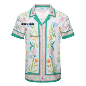 casa blanca t shirt Casablanca Summer Moroccan Vacation Style Flower Guide Cuban Collar Hawaiian Unisex Short Shirt