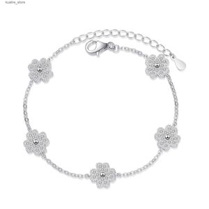 Urok Bracelets % Srebrny 925 Kwiaty Prawdziwy łańcuch moissanite Lind S dla kobiet zaręczynowy biżuteria L240322