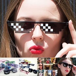 Novos óculos estilo mosaico anime codificando óculos de sol de pixel retangular