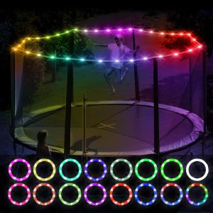 Party Favor RGB16 Kolor 12m 100 Lampy LED Trampolina LED LED Waterproof Waterproof Battery Box Outdoor Trampolina Atmosfera Lekka pierścień gier