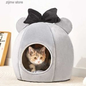 Camas para gatos Móveis fofas e confortáveis Cama para gatos Caverna Sono profundo Confortável Inverno Cama para gatos Cama macia para animais de estimação com tapetes adequados para cães pequenos Suprimentos para animais de estimação Y240322