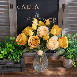 Rose boccioli di fiori a doppia testa simulata per decorazioni per la casa, soggiorno, sala da pranzo, decorazione, bouquet per matrimoni, forniture per la disposizione dei fiori