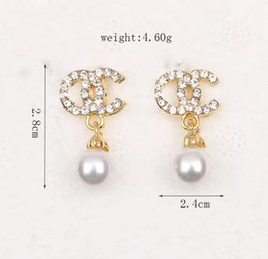 20 Style Mixed Luxury Designers Stud Earring Gold Plated 925 Silver For Women Crystal Rhinestone Pearl Earring Wedding Party Jewerlry Gift