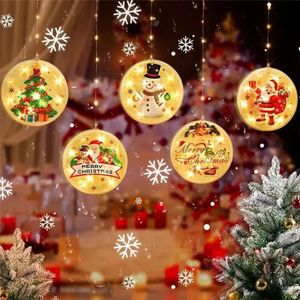 Atmosfär LED Window Curtain Christmas String Room Decoration With Painted Plate Copper Wire Hanging Sug Cup 496