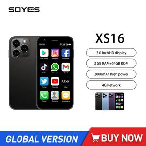 Ny minsta 4G LTE -smarttelefontelefoner Soyes XS16 3,0 tum Ultra Slim Mini Mobiltelefon MTK6739 3GB 64GB Android 10.0 Dual SIM -kort mobiltelefon