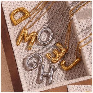 Pendant Necklaces Chunky Alphabet Balloon Bubble Initial Letter Necklace For Women Men Charm Drop Delivery Jewelry Pendants Dh52P