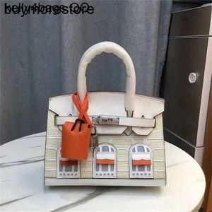 Bolsa 7a artesanal pequena casa de couro de crocodilo marca de luxo feminina impressão à mão com cor da pele correspondência fashionopb0