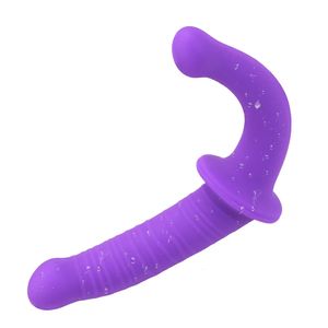 Prodotto per adulti Masturbazione femminile Doppio dildo flessibile Doppia testa di pene Strapon Dildo Giocattoli sessuali per lesbiche lunghe 240312