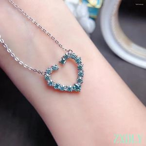 Pendants Heart Style Green Moissanite Pendant Lab Diamond With Certificate Women Silver Necklace Real 925 Sterling Valentine Gift