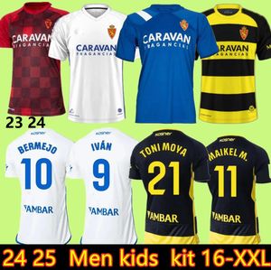 23 24 Zaragoza Real Soccer Jerseys Special Frances Azon Mollejo 20 Serrano 14 Vallejo 19 Valera 7 Home Away Away 2024 Jersey Football Shirts Top Man Kids