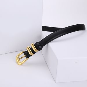 Womens thin belt designer plating gold buckle leather luxury belt women classic retro style black waistband wedding gift minimalist fa0108 E4