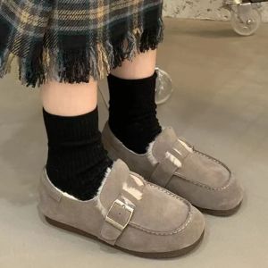 Flats Designer Fell kurze Plüsch warme Flats Schuhe Frauen Knöchelschnee Stiefel Winter 2022 Neues lässiges flaches flaches nicht überrutsches Baumwollschuhe Zapatos