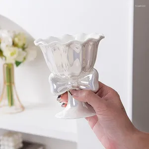 Muggar 180 ml japansk båge glass keramisk kopp kreativ blomma mun mugg dessert highball cups