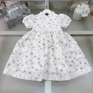 Varumärkesdesigner barnkläder flickor klänningar bomull baby kjol spets prinsessa klänning storlek 90-150 cm spetsblomma barn frock 24mar