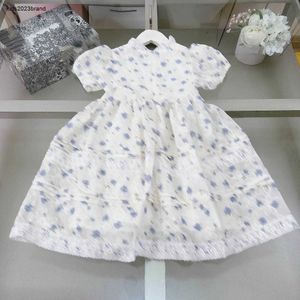 Nya designer barnkläder flickor klänningar bomull baby kjol spets prinsess klänning storlek 90-150 cm spetsblomma barn frock 24mar