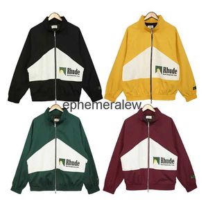 Herrjackor Mens Retro Hign Street Baseball Jacket Patchwork Zipper tryckt kortjacka+Casual H24040115YZ