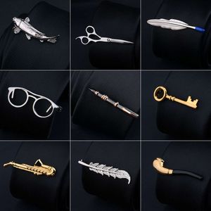 Metal Necktie Bar Crystal Formal Shirt Wedding Ceremony Gold Color Clip Men's Party Gifts Fashion Tie Clips