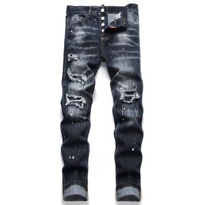Designer Jeans Mens denim Pants Fashion Holes Trouser US Size 28-36 Hip Hop Estriched Zipper Byxor för Male 2024 Top Sell 2033