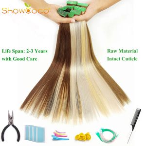 Extensions Showcoco Tape Hair Extensions Human Hair Remy Hair One Donator Nuticle Intakt Green Tape 10a Salong Quality Tape Extension