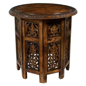 Pure Cotton Craft Solid Wood Decorative Handcarved Bohemian Folding Side Table Small Space Entrance Farmhouse Living Room Bedside Tool Free Assembly -45.72 X